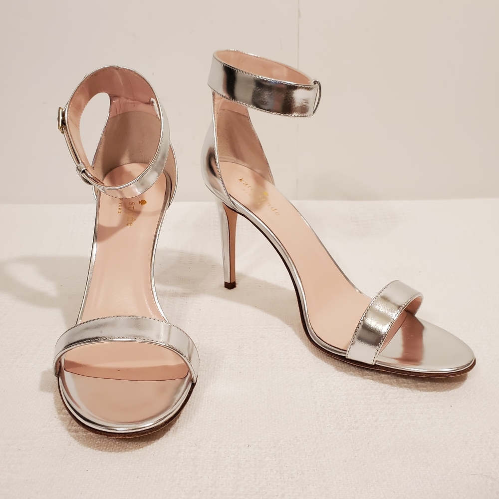 🆕️ KATE SPADE ISA ANKLE STRAP SILVER HEELS